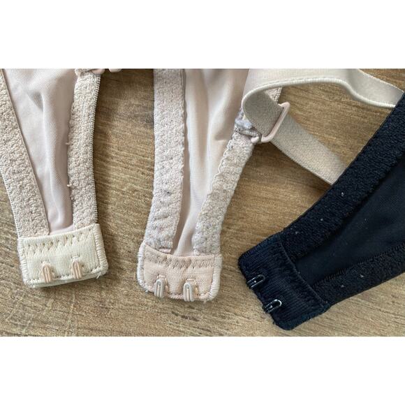 Victoria's Secret PINK Lightly Lined Bra 3 Pack 32D Beige and Black - Picture 5 of 8